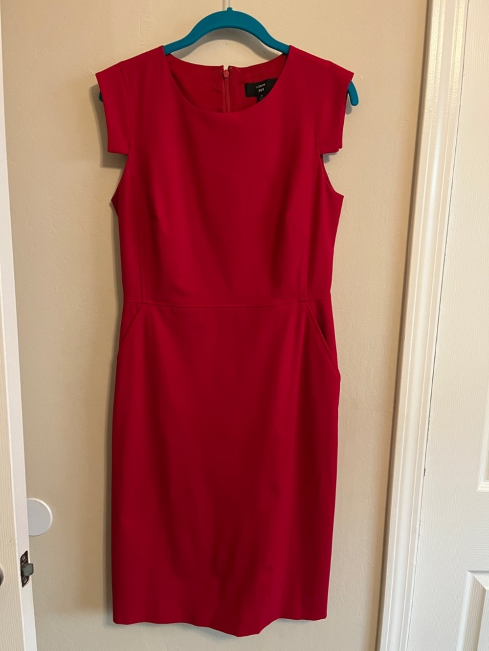 J.CREW | Red Resume Dress with POCKETS! size 6 style C9102